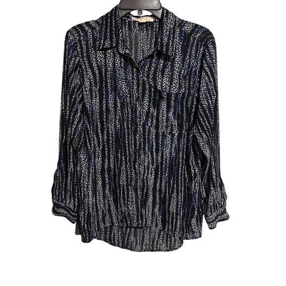 Michael Michael Kors Sheer Blue Collared Button Down Dress Shirt Women’s Size M - Picture 1 of 10